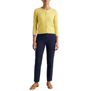 Boden Yellow Floral Cotton Blend Cardigan Sweater US 6 UK 10 3/4 Sleeve WK617